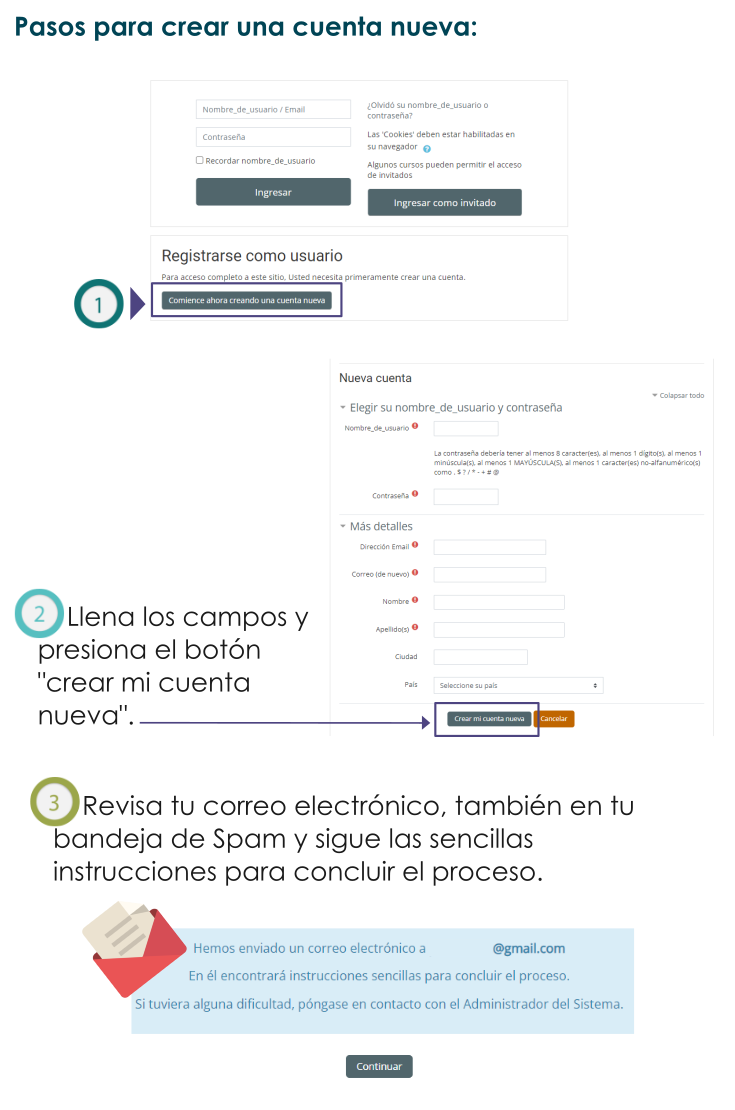 Pasos para crear una cuenta nueva